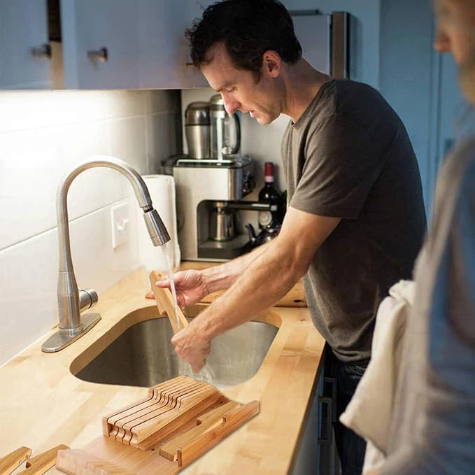 Bamboo In-Drawer Knife Block Set For 16 Knives manufacturers